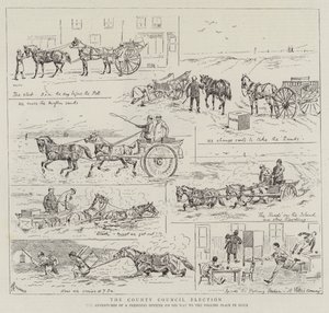 The County Council Election, the Adventures of a Presiding Officer on his Way to the Polling Place in Essex